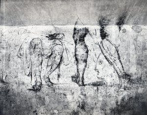 墙壁绘图，c.1530（石膏上的木炭）（打印） 作者 米开朗基罗（Michelangelo Buonarroti）